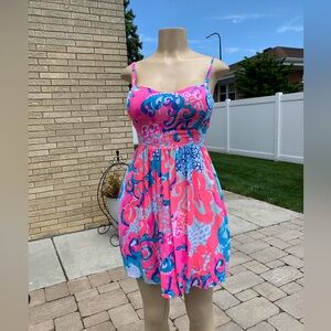 Lilly Pulitzer Christine Dress Coral Reef I'm So Jelly Size 0